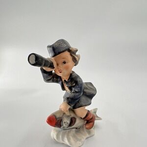 Vintage Frinel Bavaria Child with Telescope Nautical Ceramic Figurine W.Germany